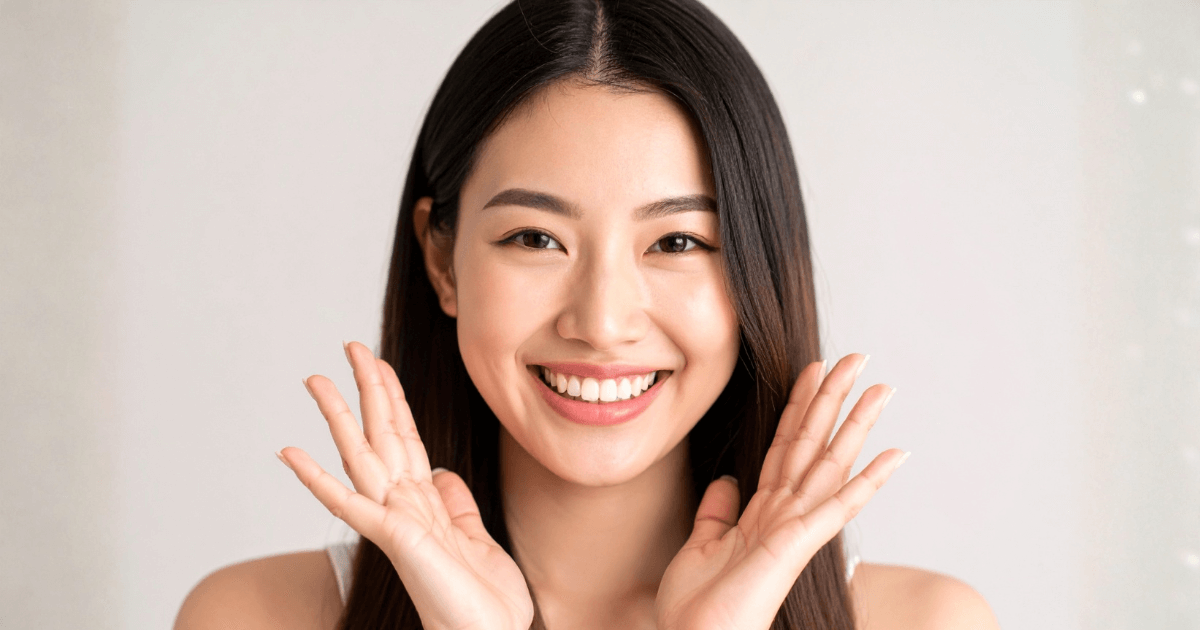 歯の痛みが落ち着き安心して笑顔を見せる女性の写真