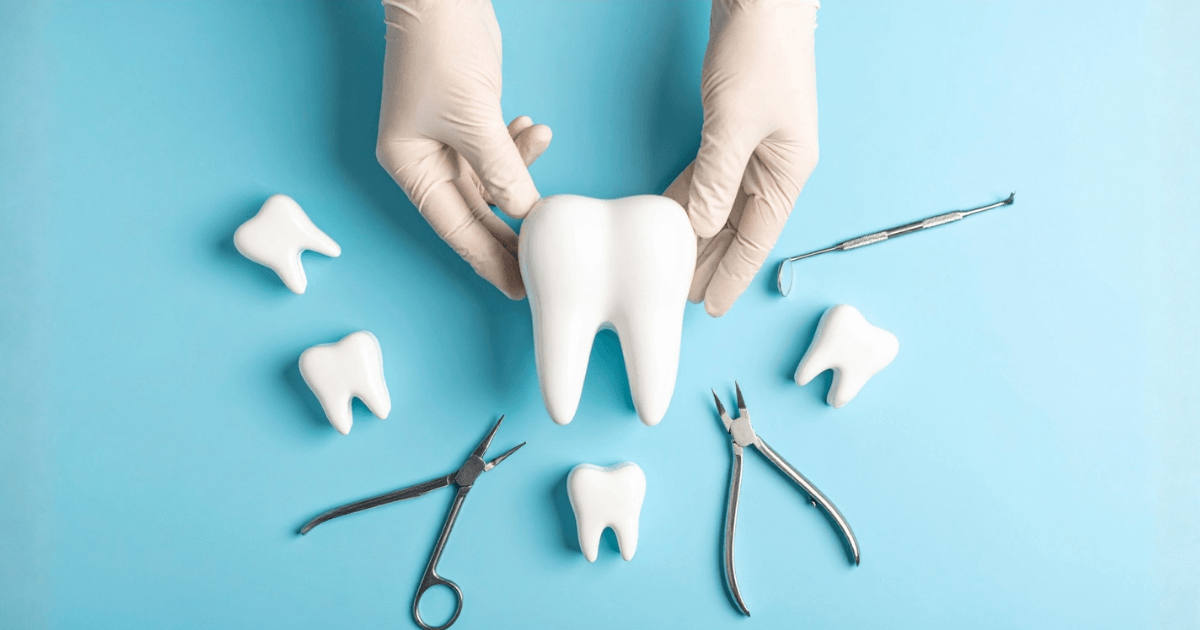 次の親知らずを抜くタイミングを判断する目安を示す歯と治療器具のイメージ